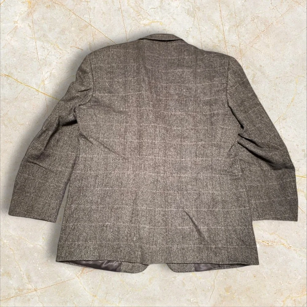 Vintage Brown‎ Herringbone Wool Blazer Union USA Made Classic Mens Sport Coat